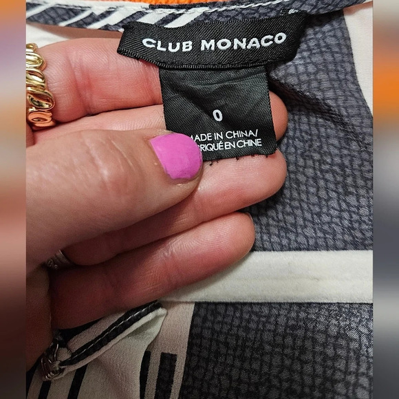 CLUB MONACO 100% Silk Geometric Stripe Print Maxi Dress In White/black. Size 0 - Picture 4 of 10